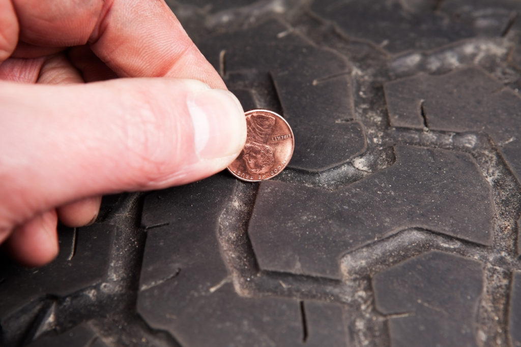 Checking Tire Tread Depth with a Penny