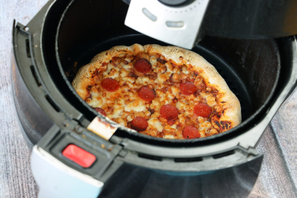 Pizza baking in air fryer